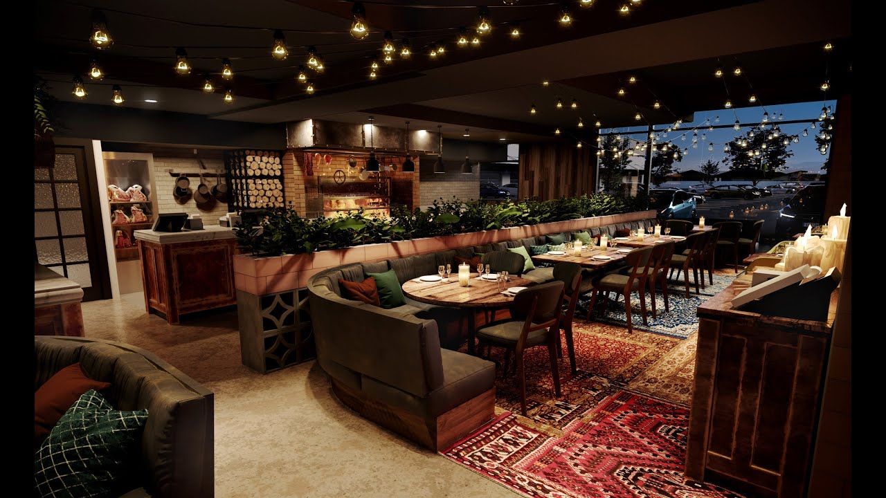 Alma Mezze & Charcoal Restaurant Design - Render Video By Design Partnership Australia