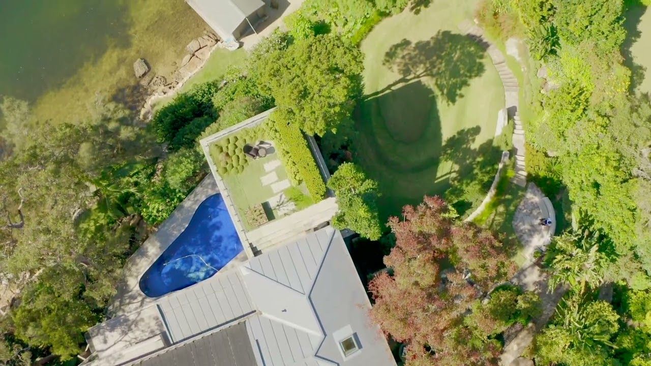 Harbourside Family Haven - Garden tour by drone of Michael Bates designed Sydney garden video