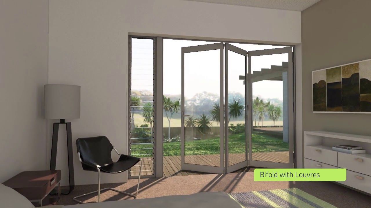 Bifold doors with Louvre windows