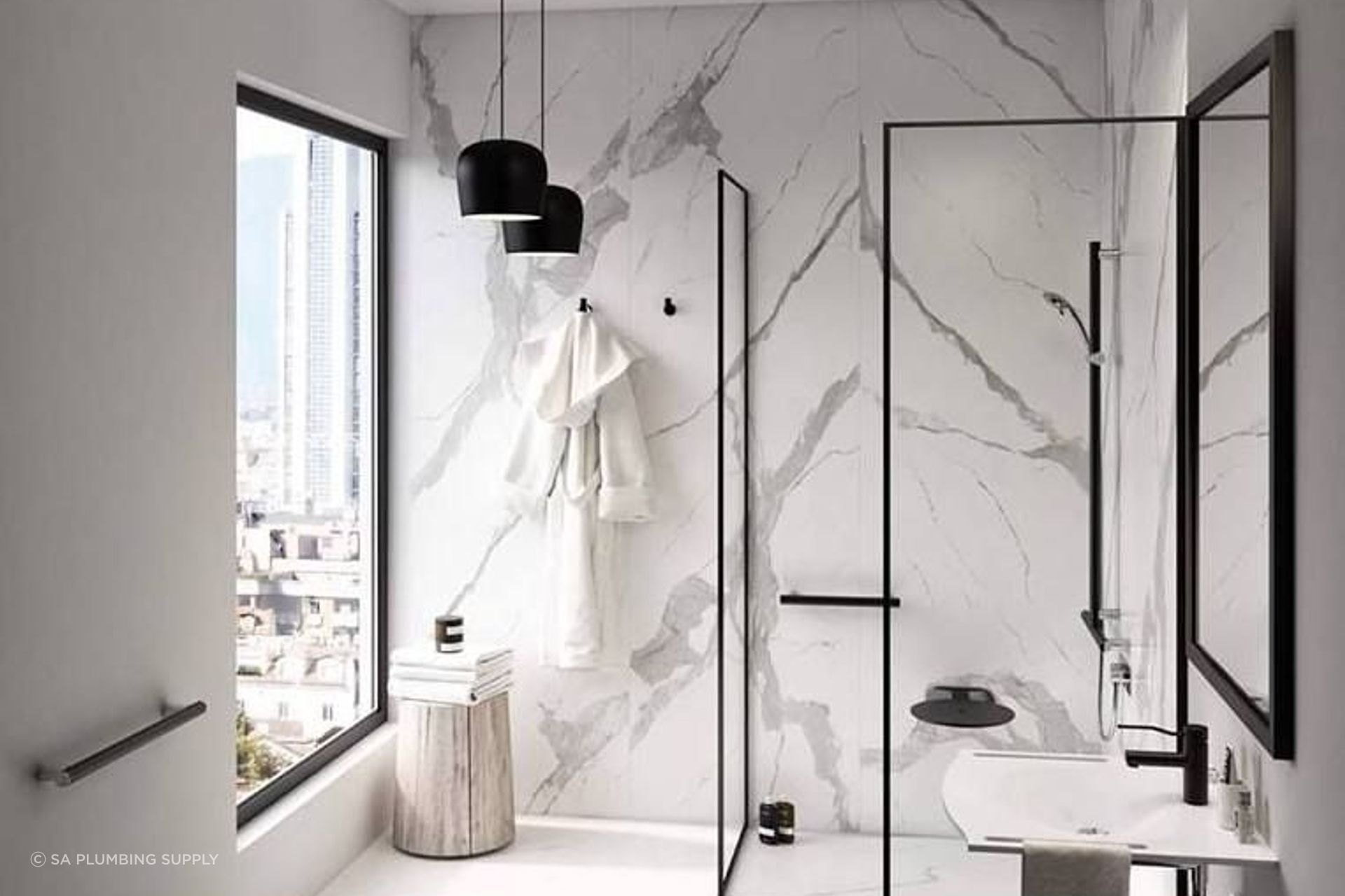 Support rails can make bathrooms more accessible while maintaining a contemporary aesthetic.