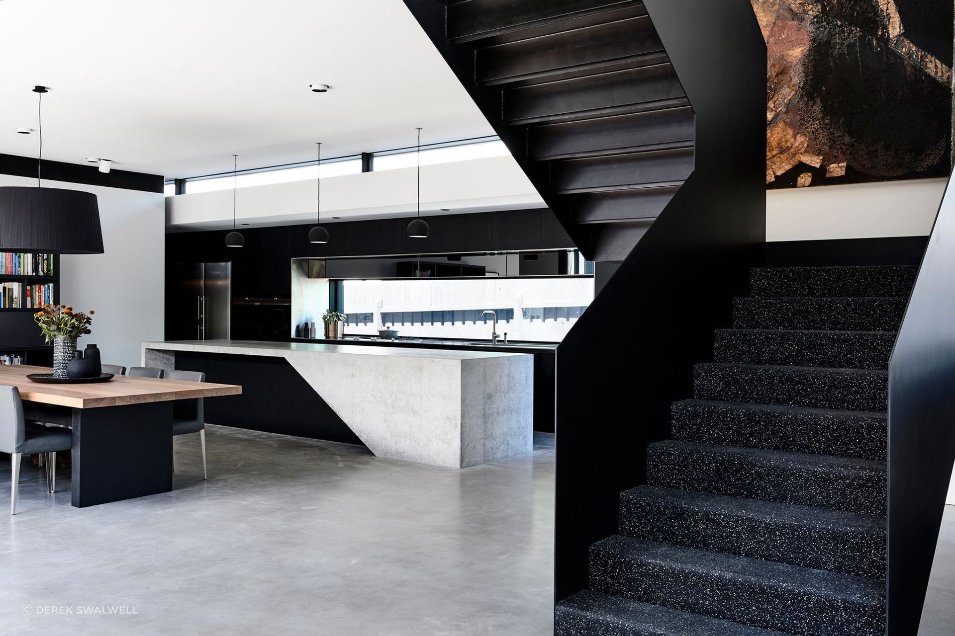 The stairs are a form of art themselves.