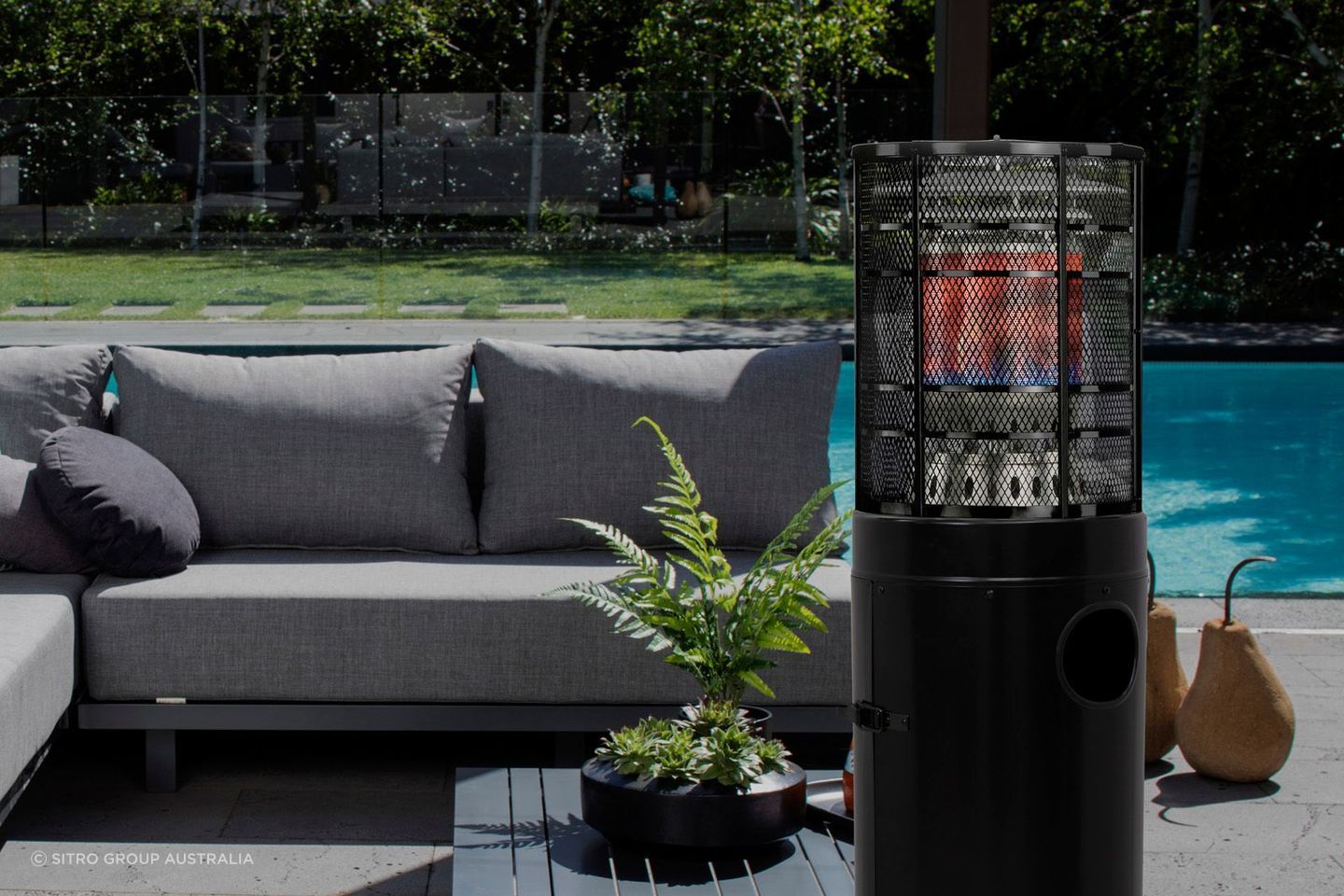 The versatile Gasmate Stellar Black Area Heater by Sitro Group Australia.