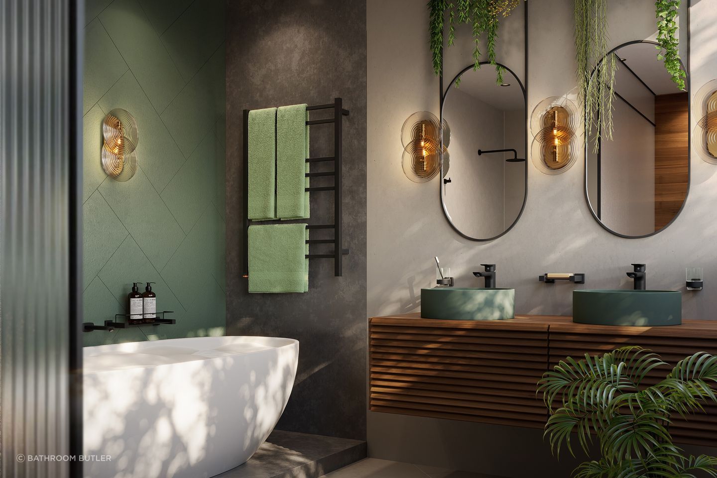 Bathroom Butler's Cubic 8 in matte black suits these warm autumn tones.