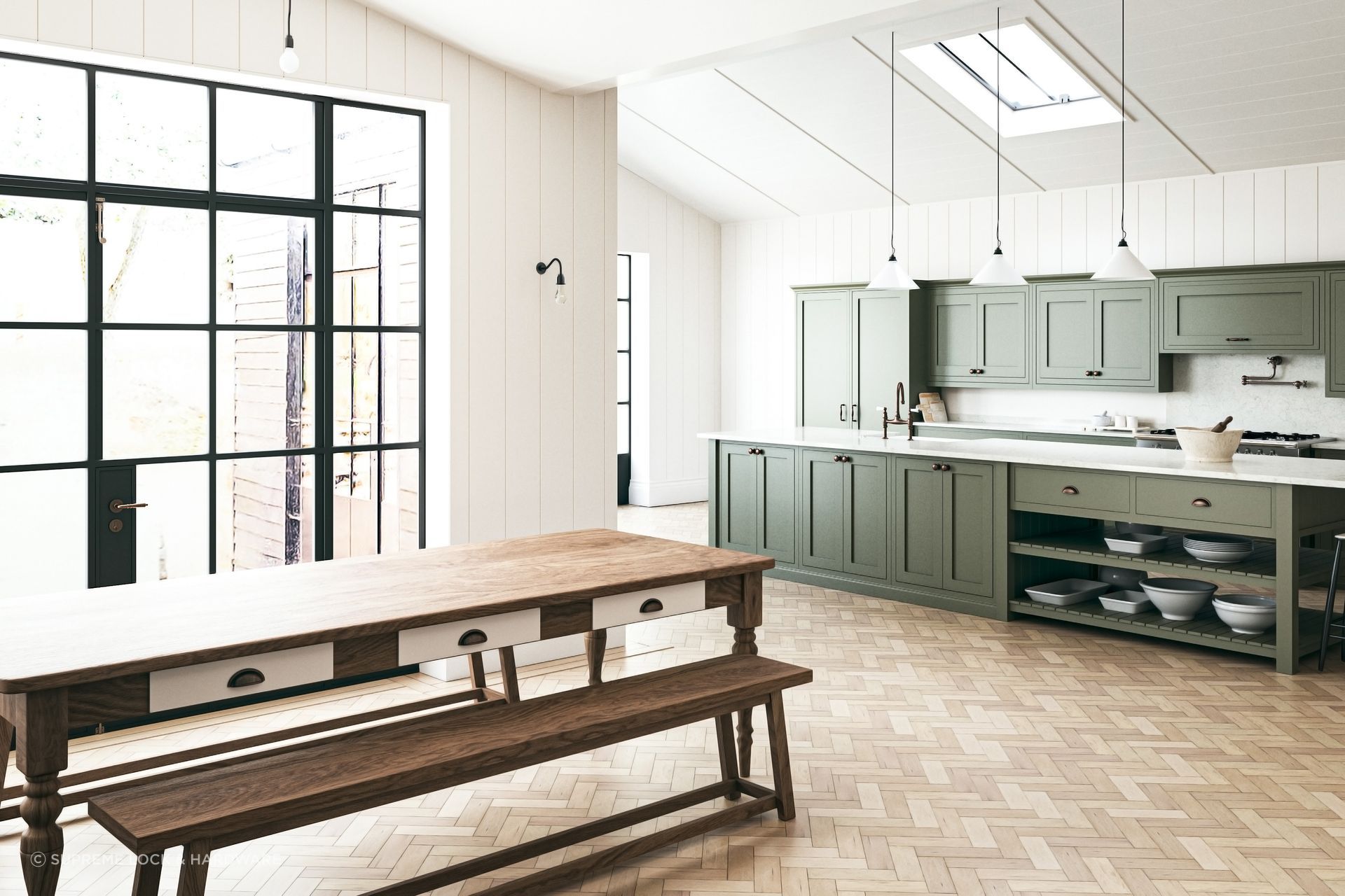 Round handles and cup pulls offer an organic and traditional aesthetic.