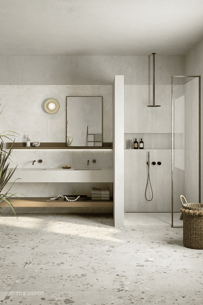 Bathroom featuring Yourself Pure tiles from The Tile Depot.
