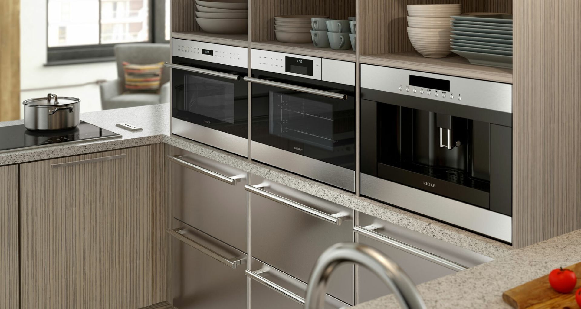 The E Series Transitional Microwave Combi Oven from Sub-Zero and Wolf.