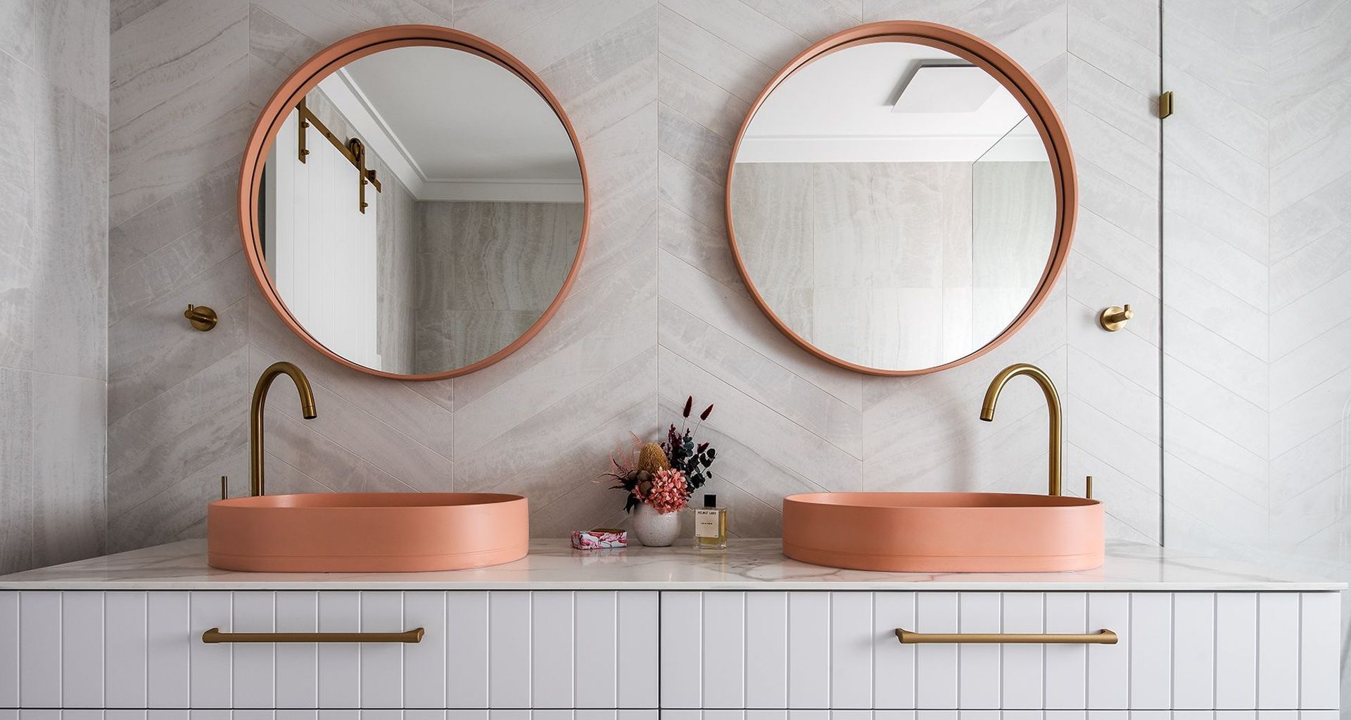 Ensuite by Lux Interiors features a beatiful double bowl vanity