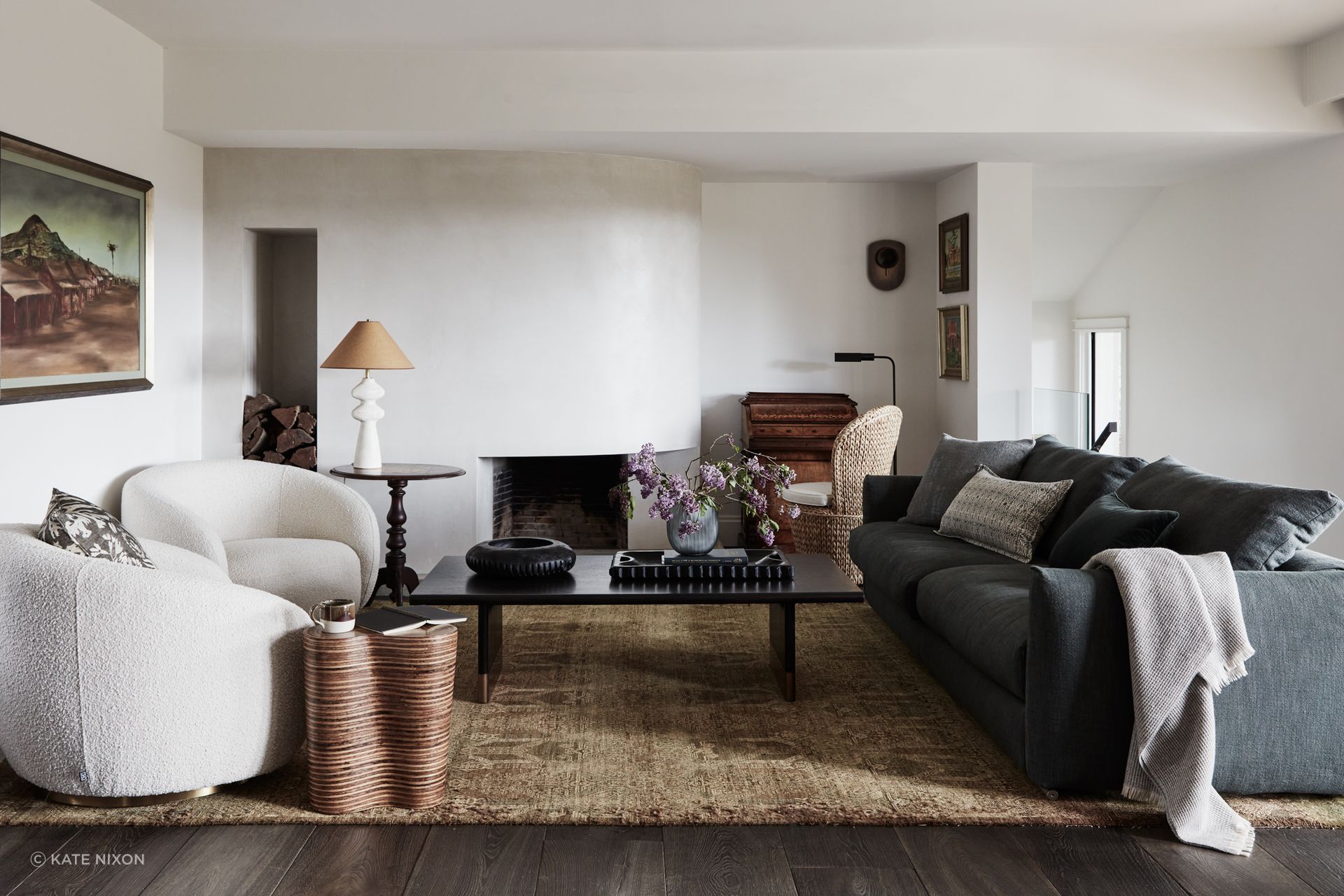 Sugarloaf by Kate Nixon uses natural tones to make for a cosy living room