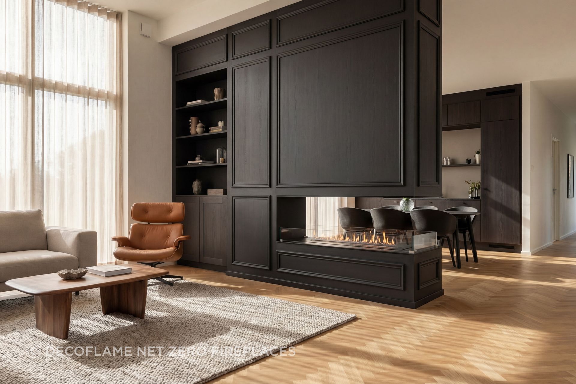 A Decoflame fireplace can heat from 50 to more than 225 square metres.