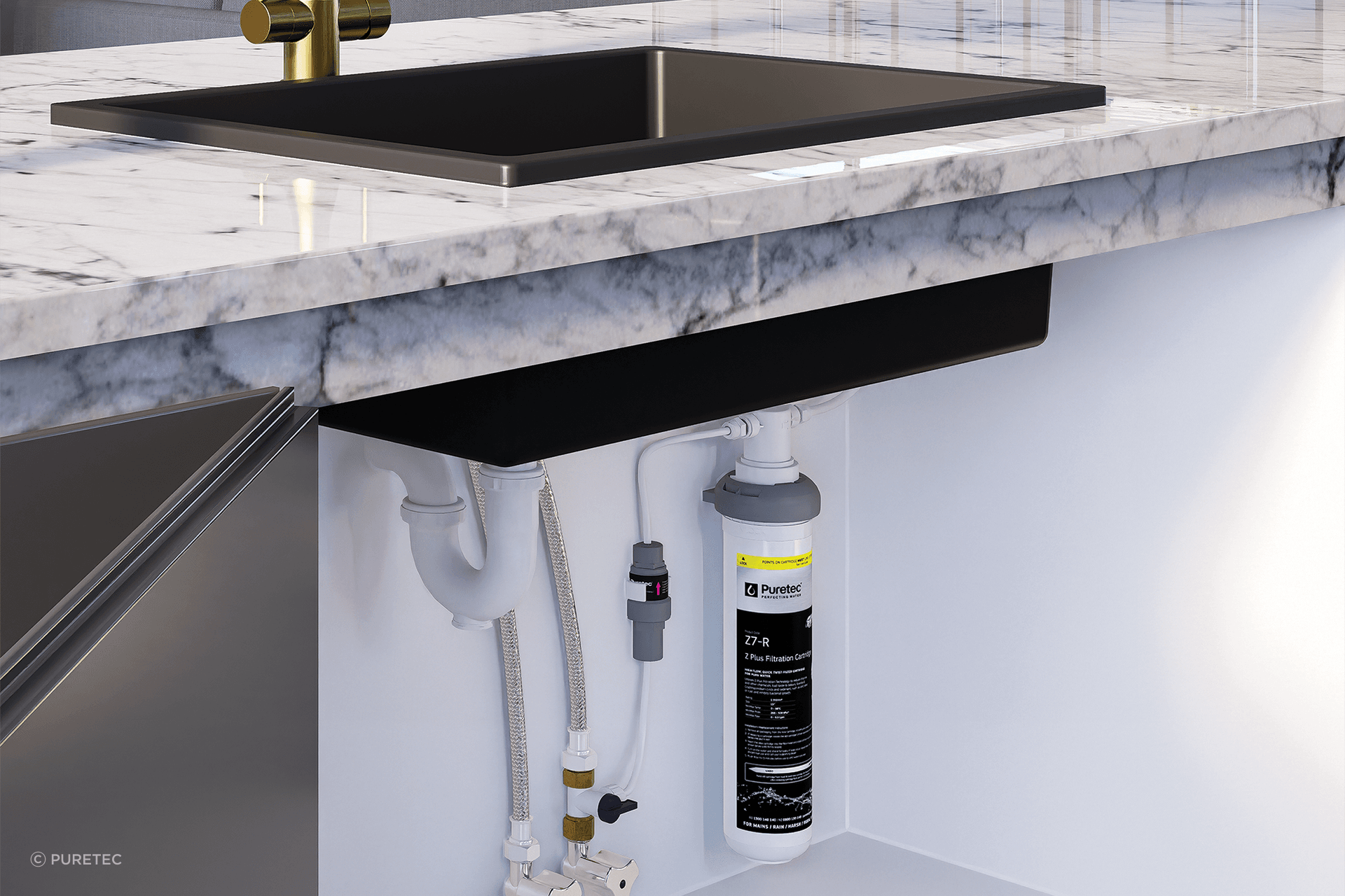 POE water filters like the PUREMIX-Z7 Undersink Filter instantly filters your tap water for a refreshing glass every time.