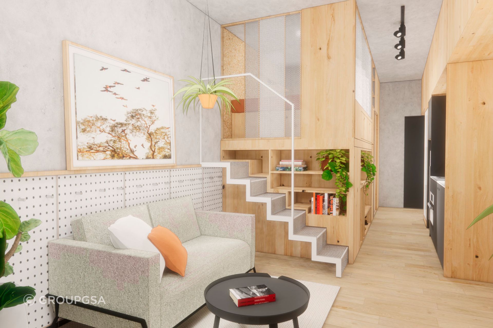 A cosy residential interior in the Picket & Co co-living housing development.