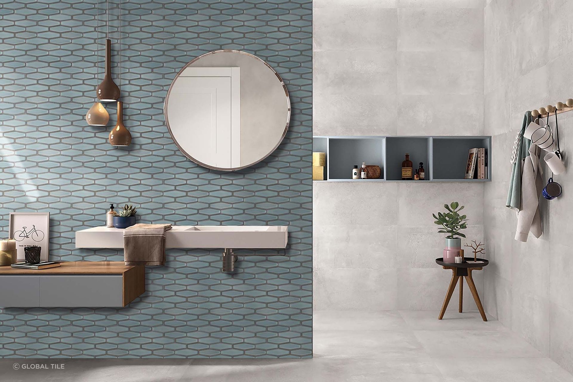 Unique and sleek — The Stretched Hex Mosaic Series by Global Tile.