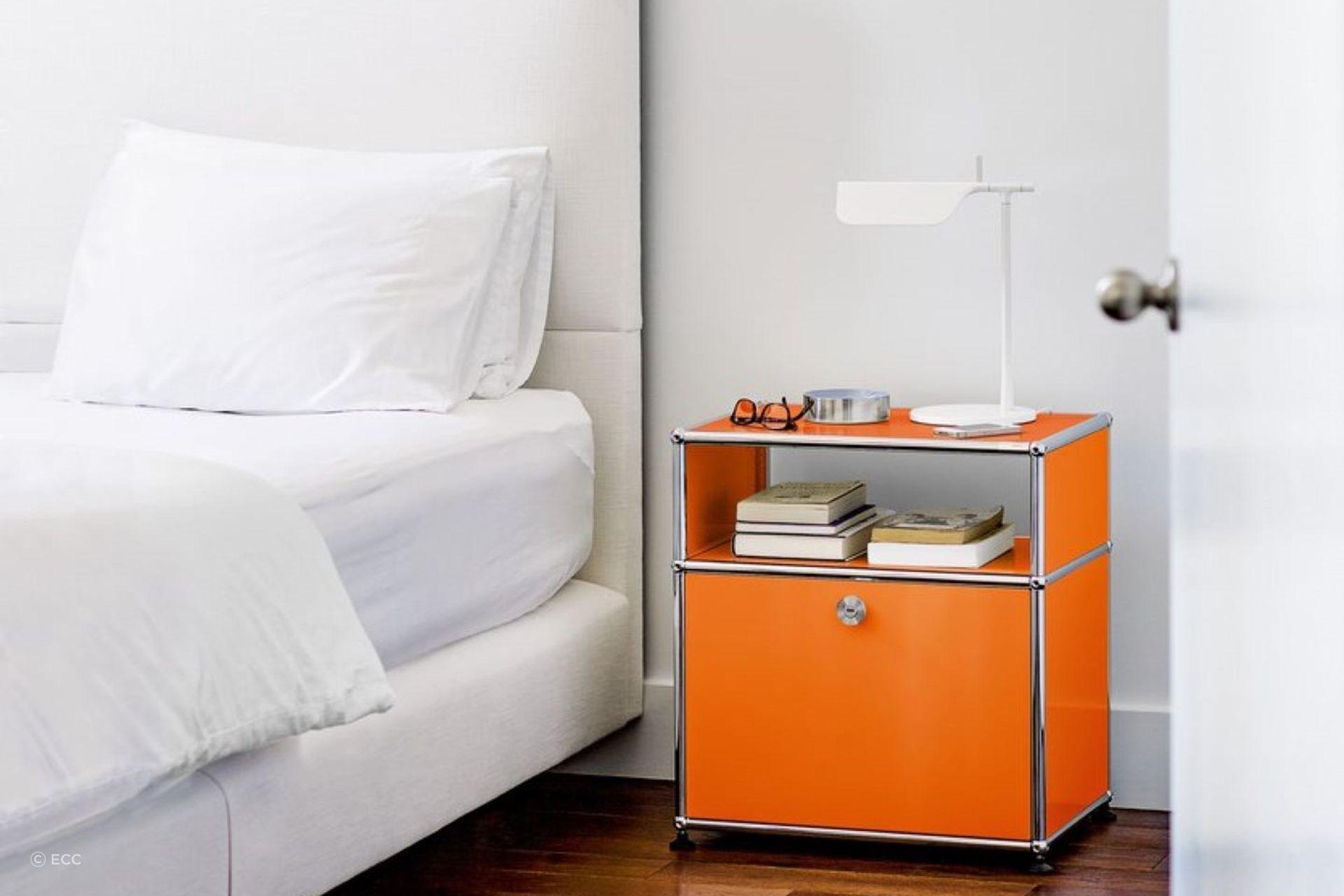 The USM Haller Bedside Table is available in 14 different colours and can really pack a bit of pop into a space when used well.