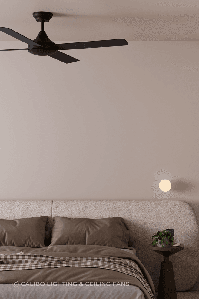 Kestrel Indoor/Outdoor 4-Blade Ceiling Fan
and Crest Orb Glass Wall Light