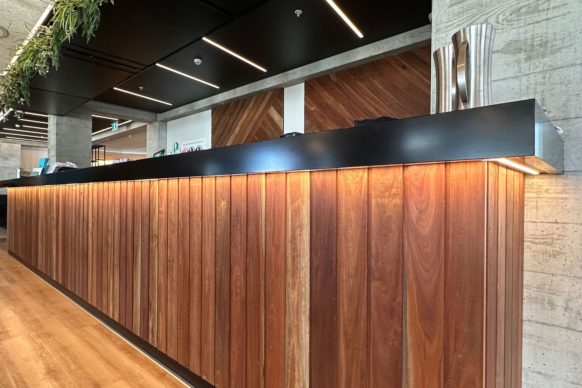 The timber provides a warm feel to the interior.