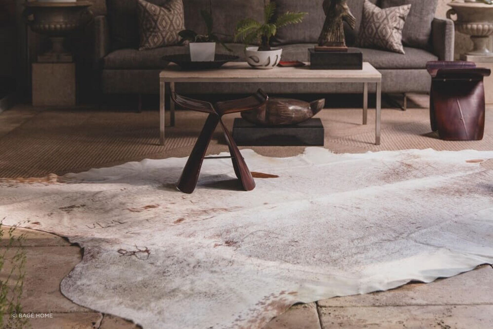 You can make quite the statement with an option like the Speckled Vintage Whites Cowhide Rug