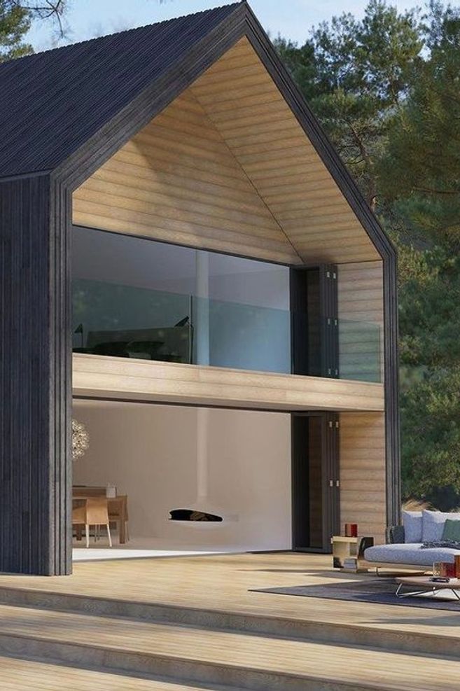 Envello board &amp; batten cladding in burnt cedar by Millboard Decking