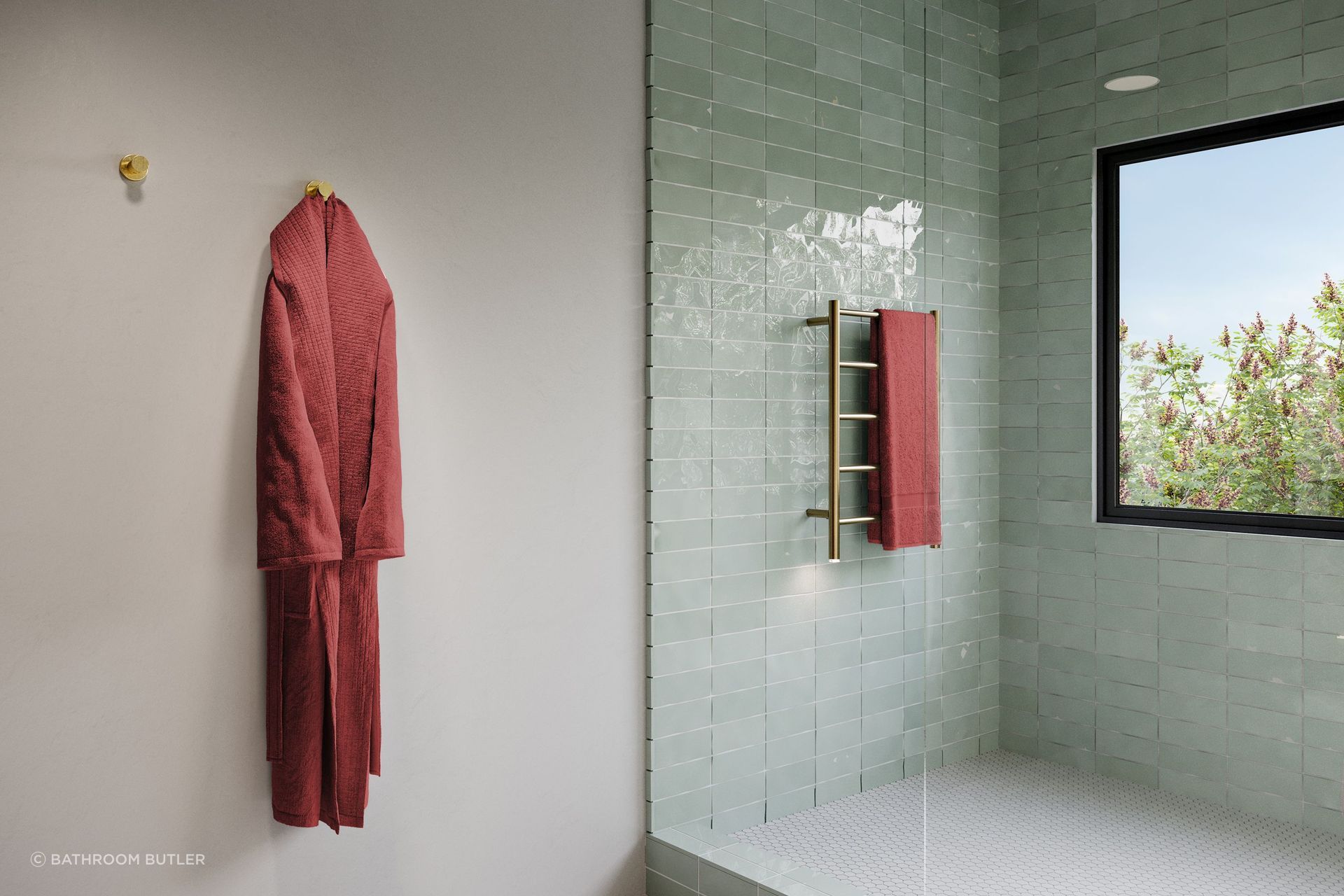 Natural 5 Bar 500mm Champagne Gold Heated Towel Rail