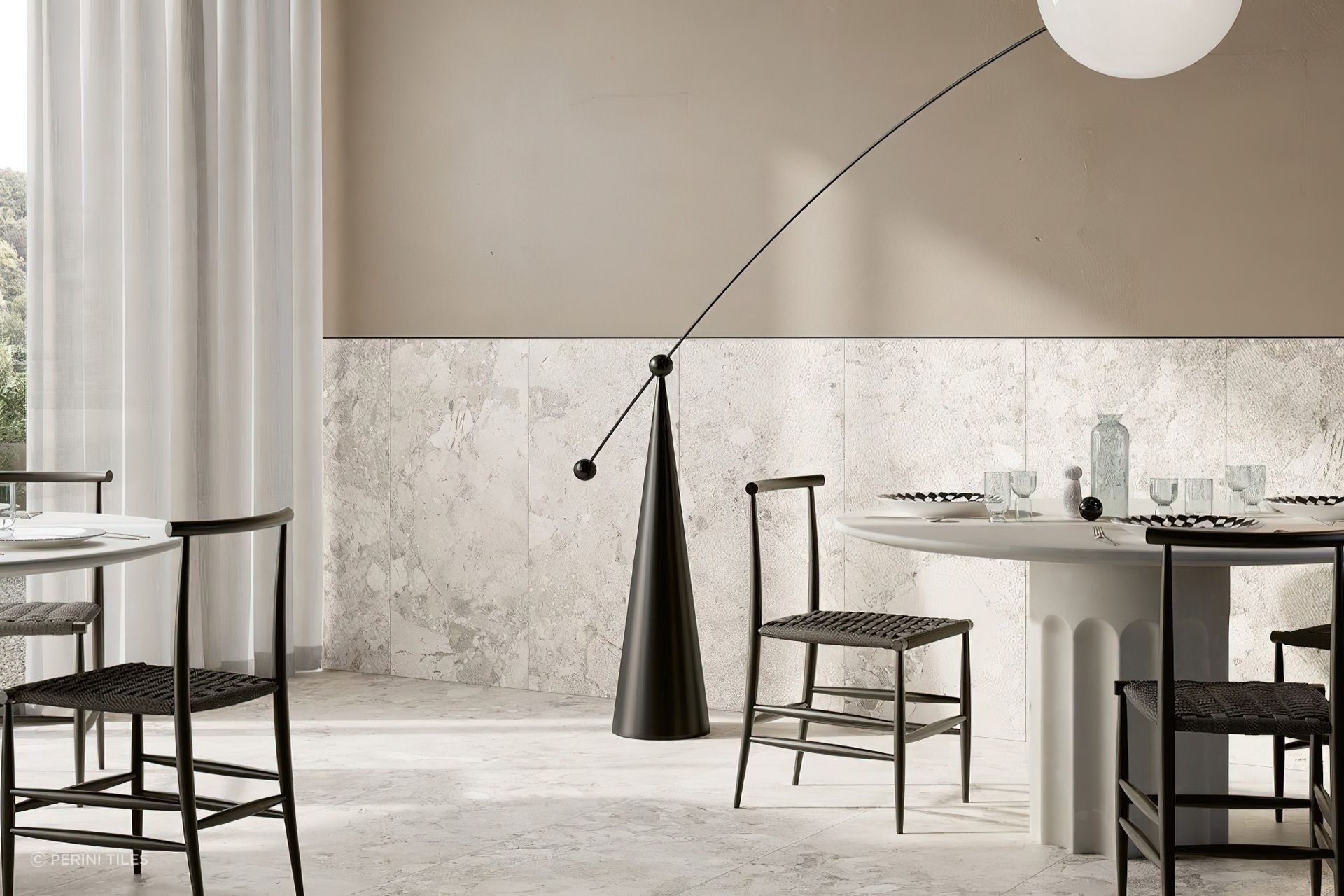 Rectangular shaped tiles are a popular choice as a floor tile however, they can also be used in creative ways throughout the home. In this example, our luxurious Brosa tiles are laid vertically across the wall to create a modern dado effect.