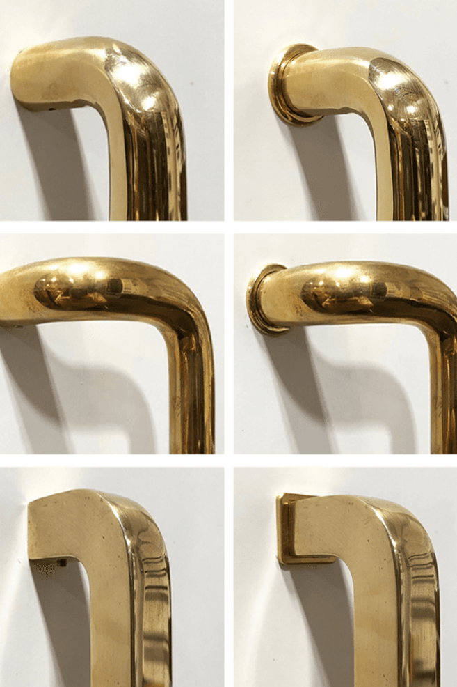 The new door pulls can be mounted to sit flush with the door face or teamed with a low-profile rose.