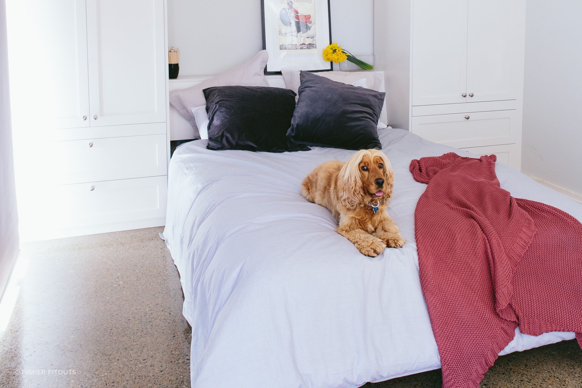 Bed sheets need to be durable enough to withstand all sorts of daily wear and tear, never more adorably demonstrated than in this beautiful fitout in NSW