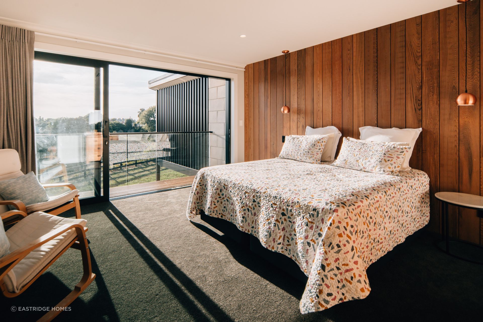 The master bedroom has its own balcony with beautiful views over the city