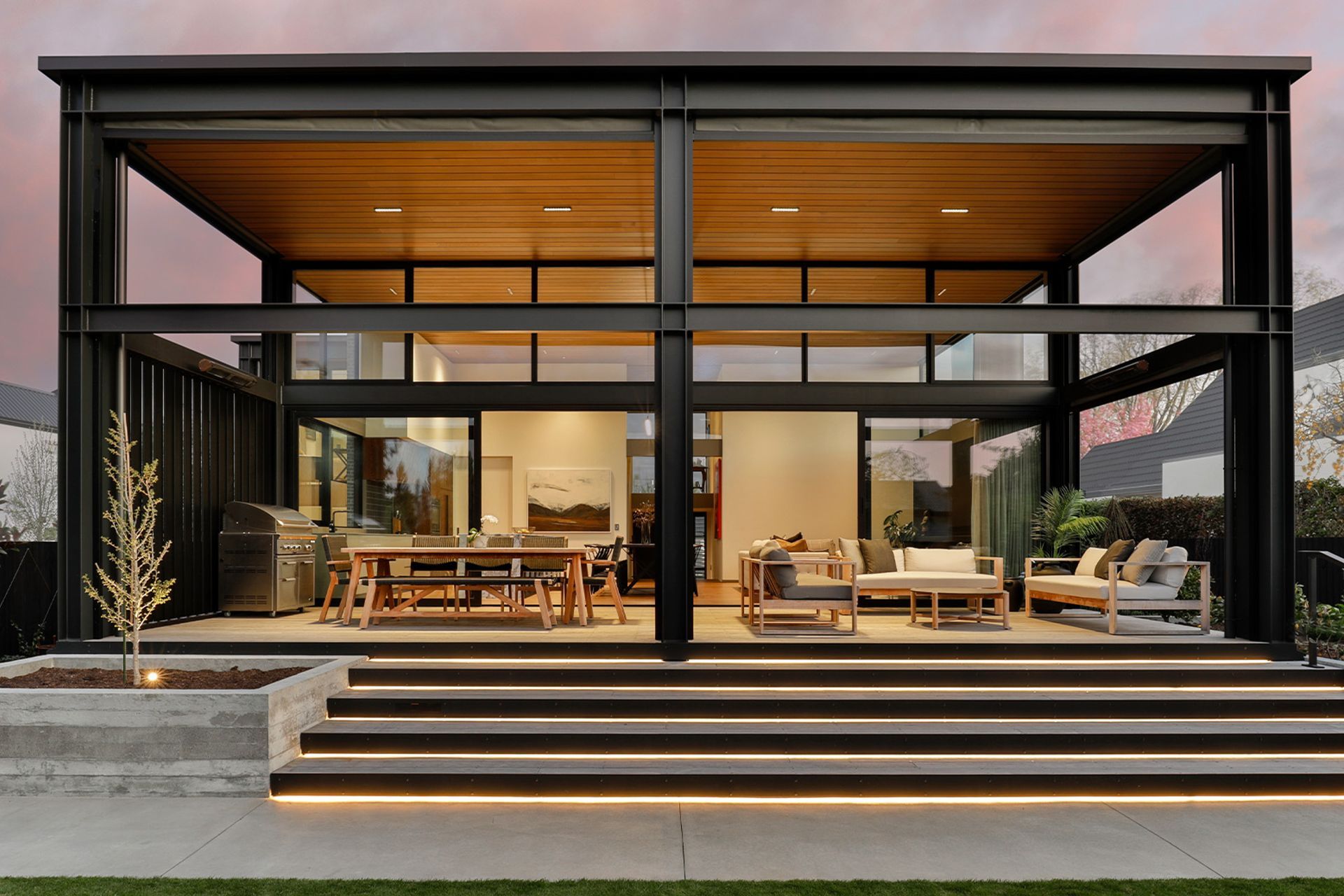 The verandah: an elegant extension of the Modern Residence’s main living area. | Photographer: Jamie Cobel