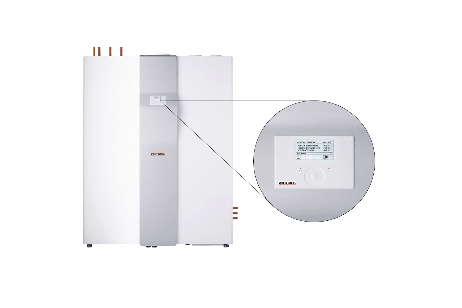 The Stiebel Eltron LWZ 8CS featurs a matrix display with touch wheel for intuitive operation.