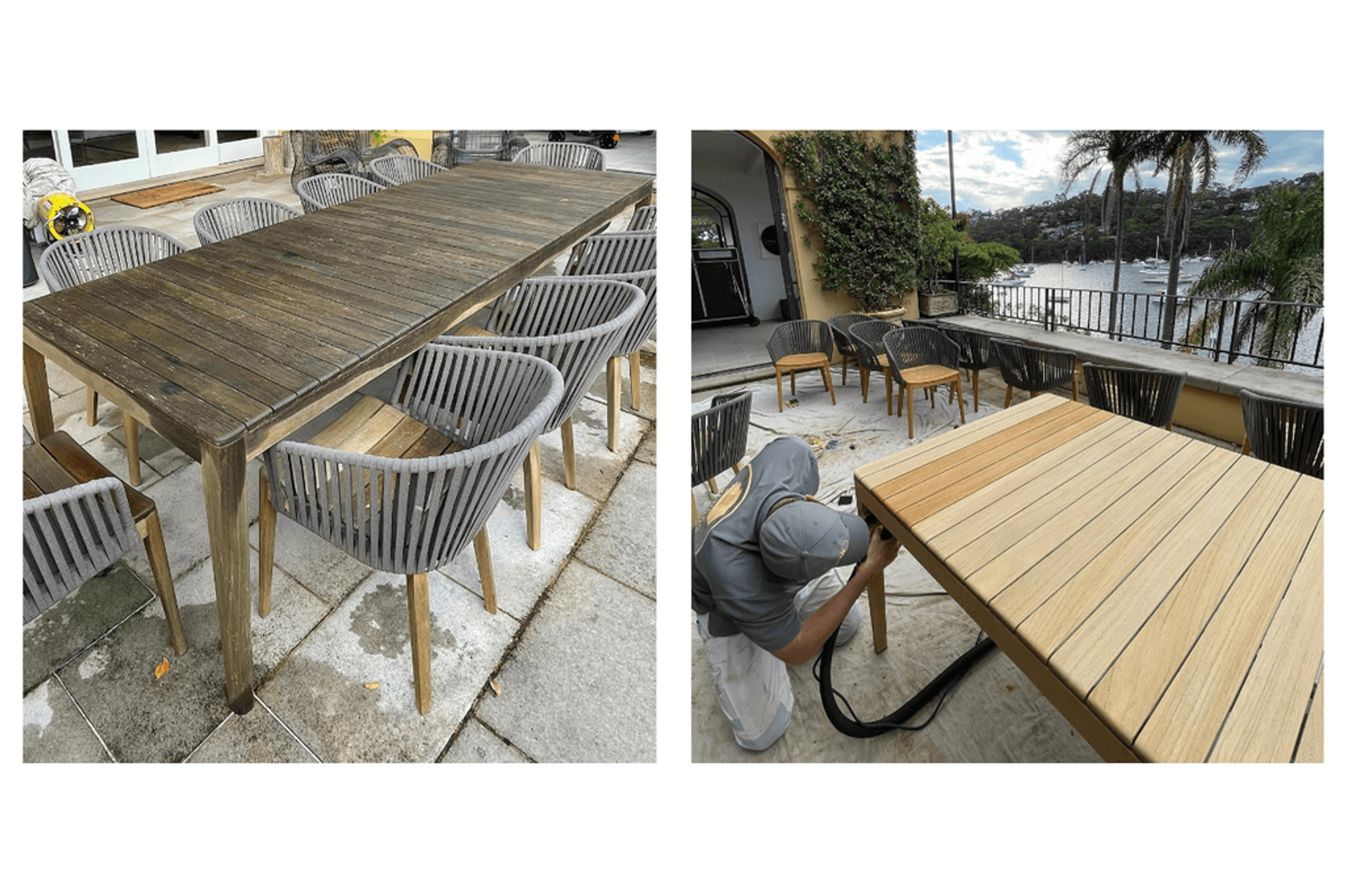 As seen above; a transformation from the team at Sydney Staining Services, featuring our Mood Armchairs and Table from Tribu. These have been beautifully restored to their former glory.