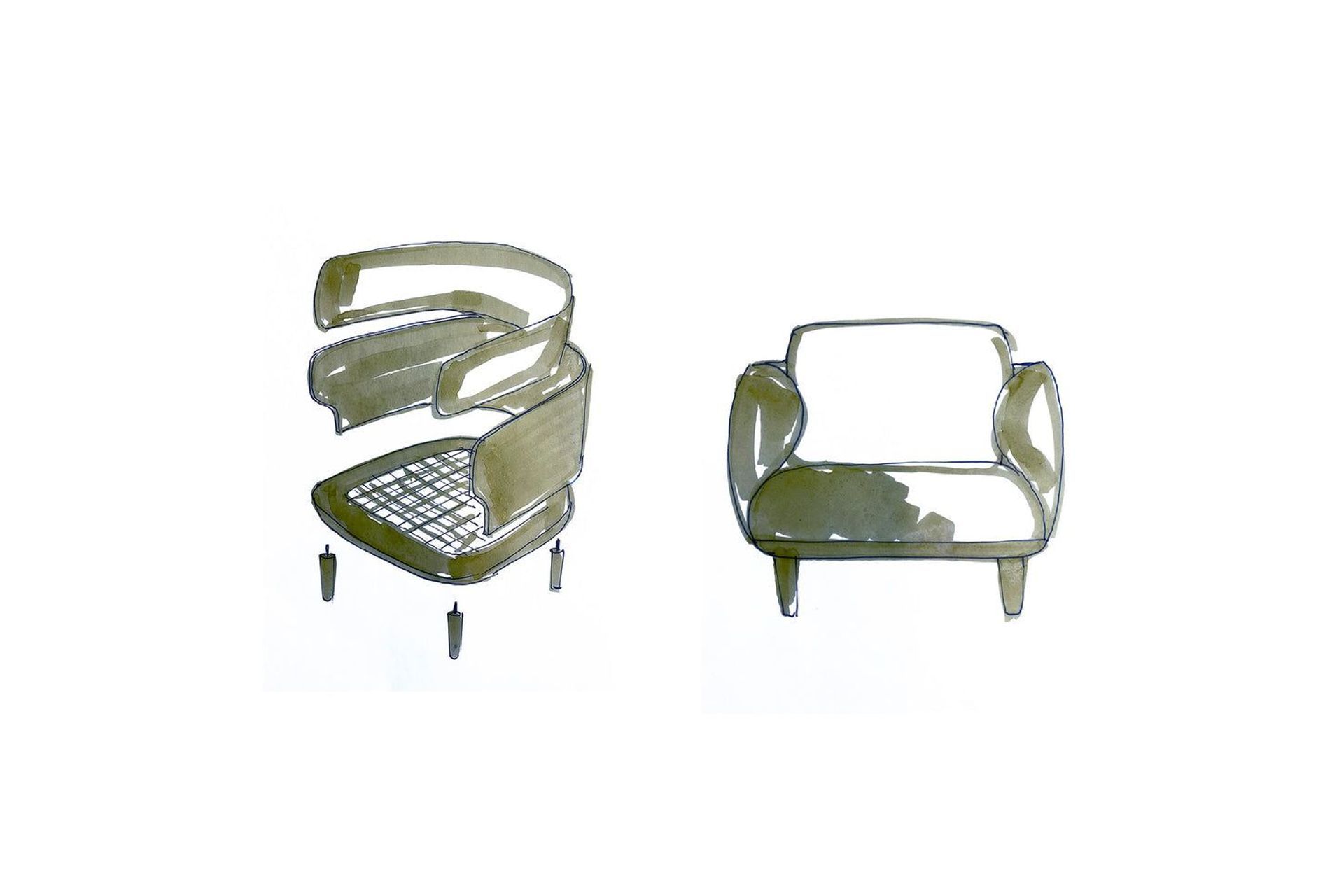 Justin Hutchinson's sketch of the Johanna Occasional Chair for Kett.
