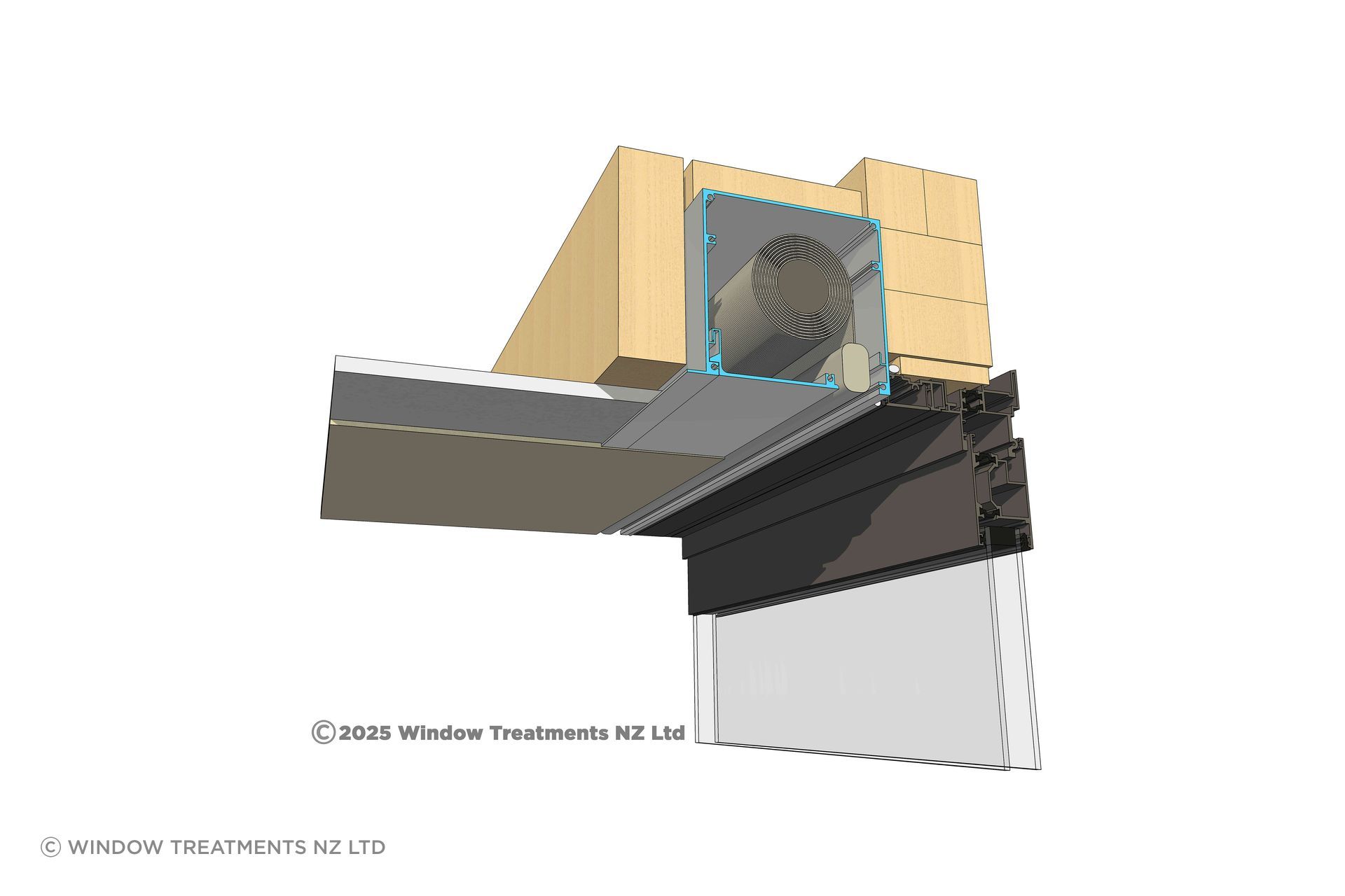 Single roller blind Recess Flush Box