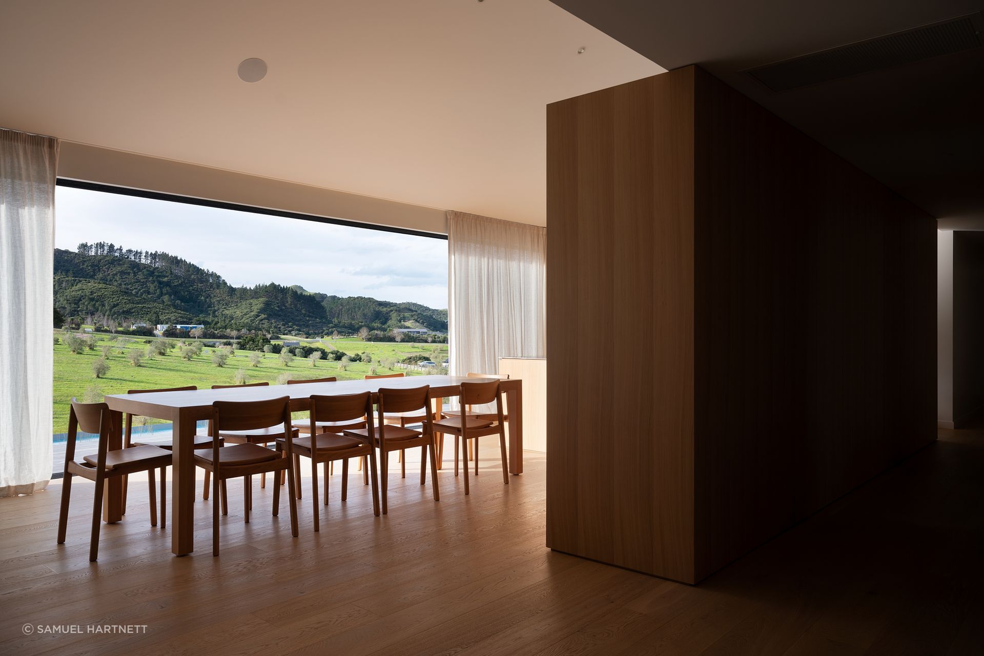 The huge 13 metre-long doors looking out to the greenery beyond were a particular challenge to construct.
