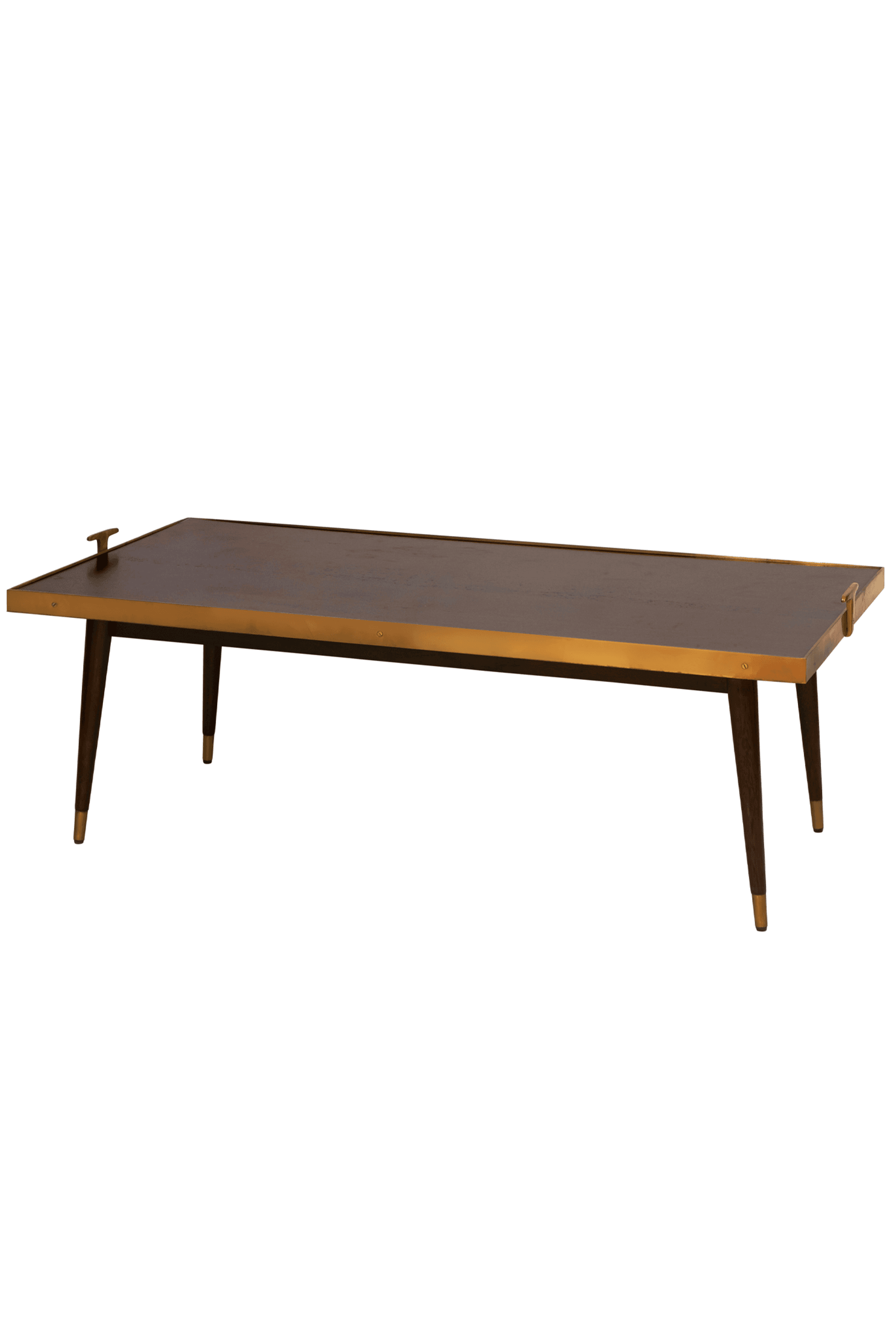 Anders coffee table in brass and walnut by Bloomingdales