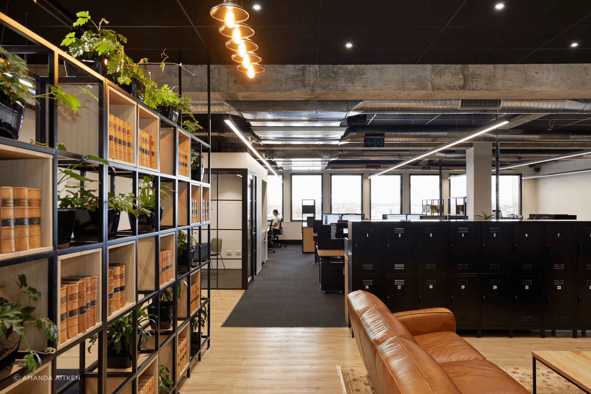 The office spaces are separated from the congregating and meeting spaces to offer the staff a private and quiet space to work.