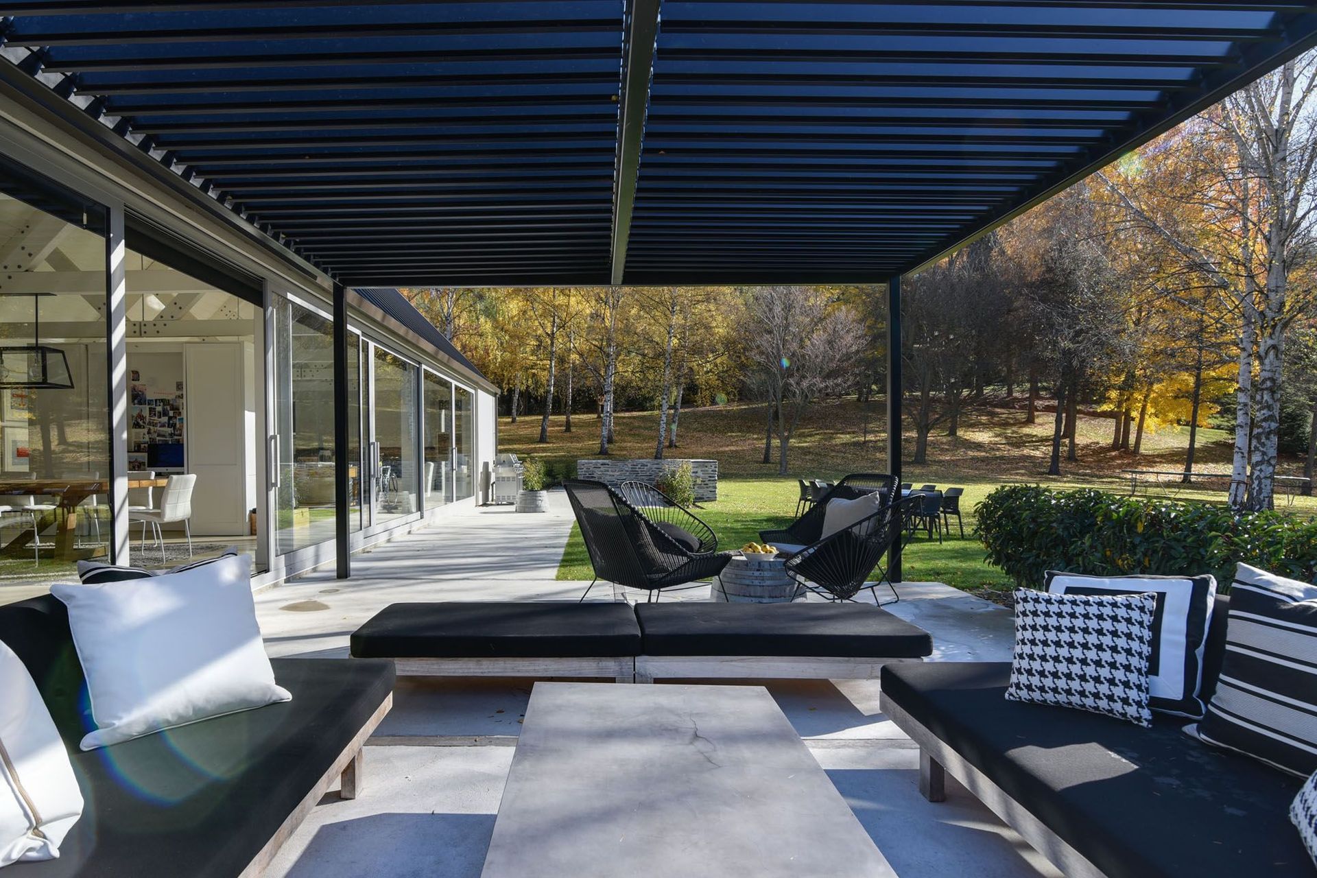 With an outdoor room, it's easy to enjoy Arrowtown's autumn colours.