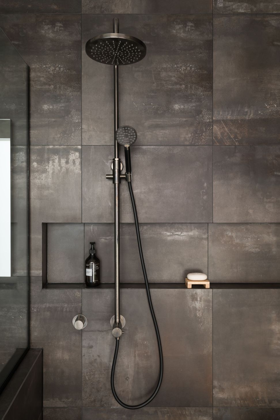 Ensuite Bathroom - walk in wet room - aged iron fittings