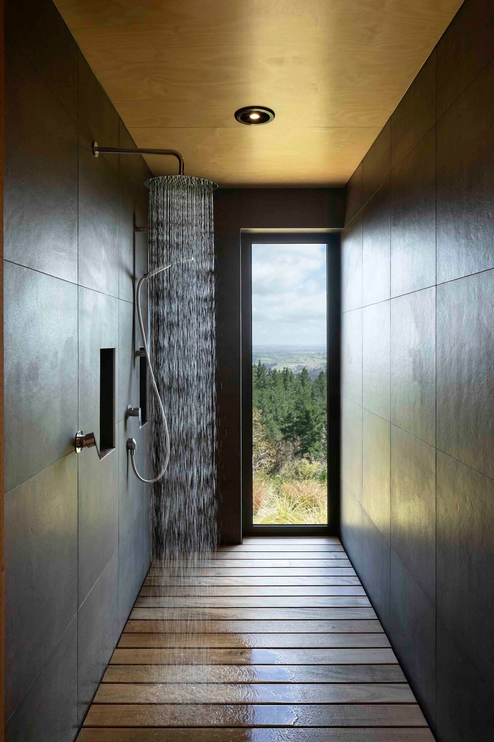 The master's shower enjoys a show-stopping view.