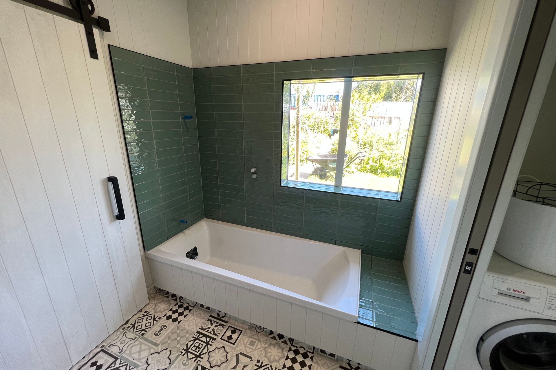Tiled bathroom floor &amp; shower walls