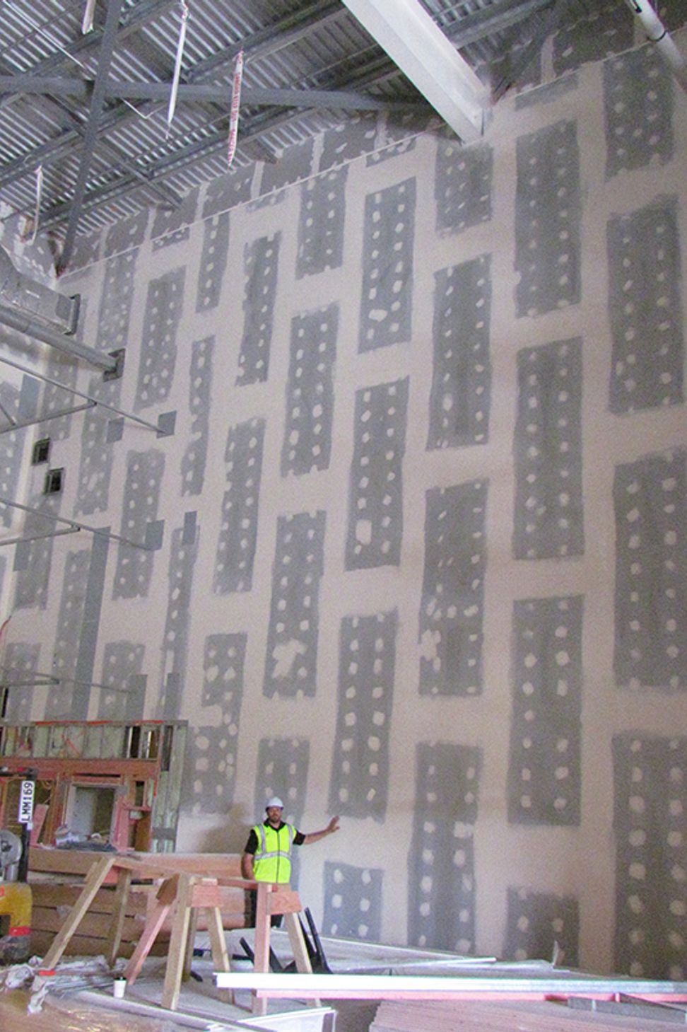 The 12 metre high Studco steel studs required extra care during production and transportation