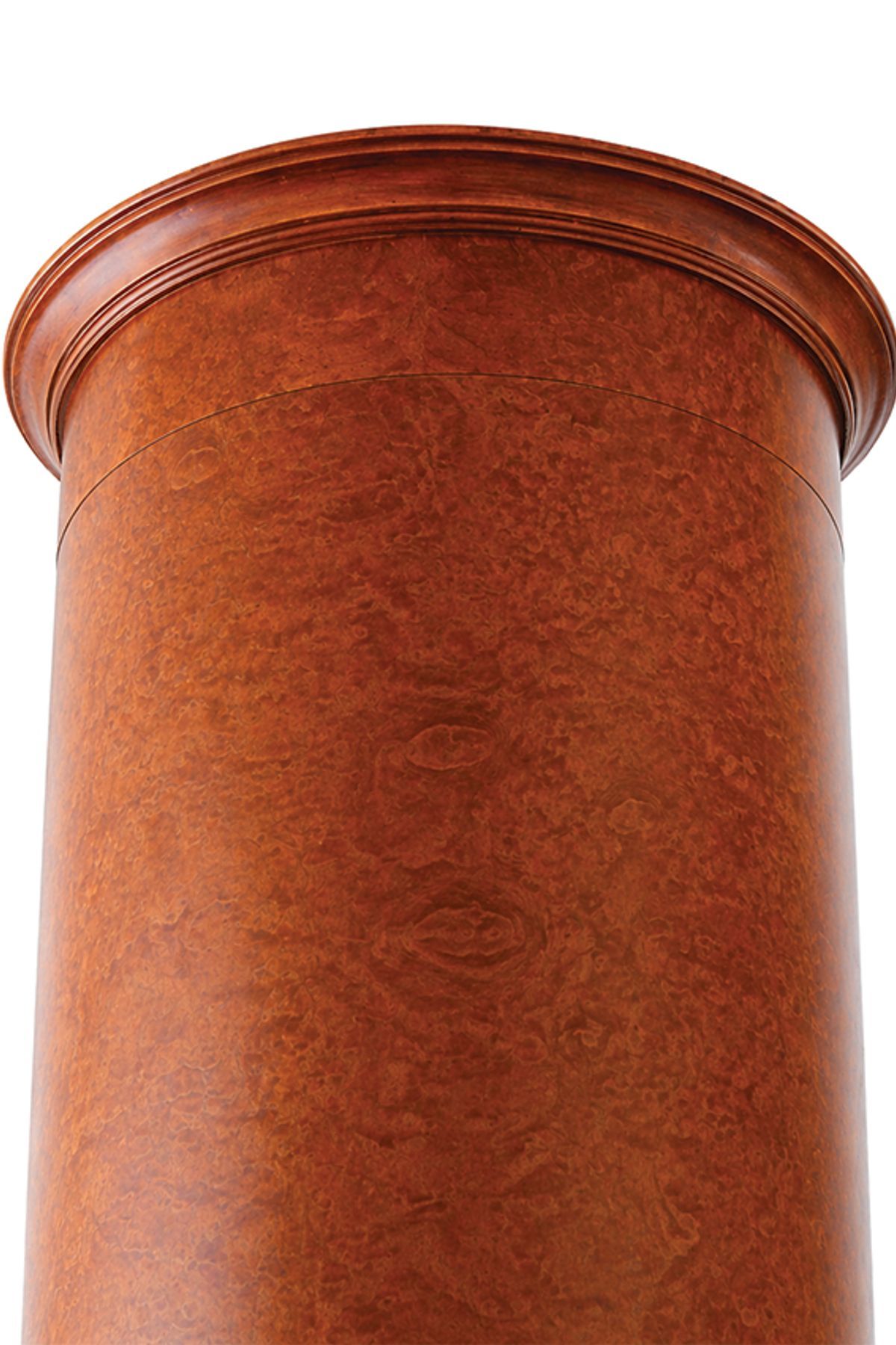 Custom curved timber column featuring seamless cylindrical form and precision-crafted moulded detailing — showcasing advanced joinery and refined architectural execution.