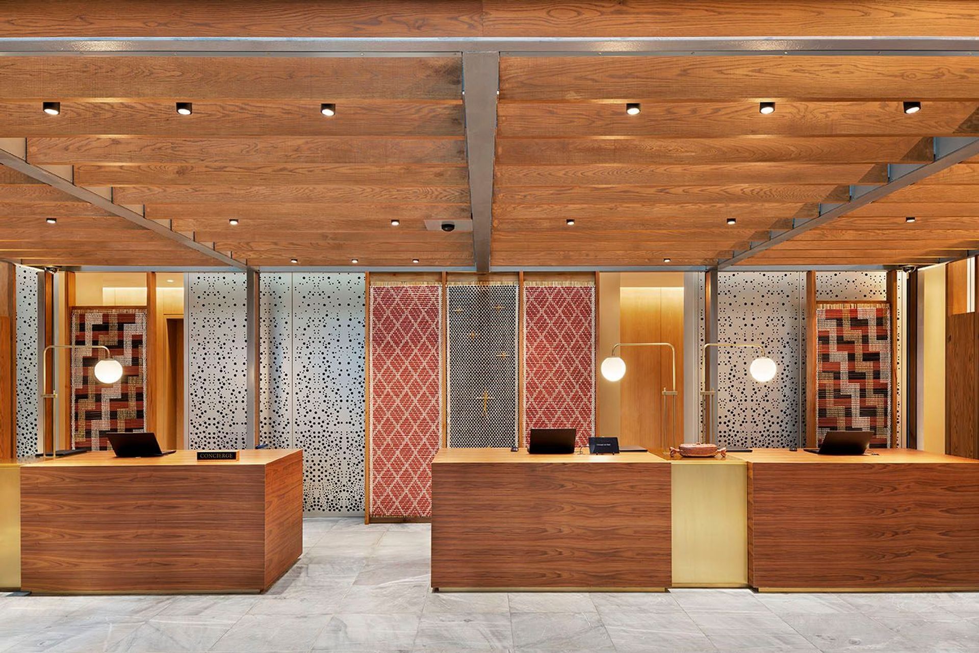 Concierge adorned with Beronia Scott panels