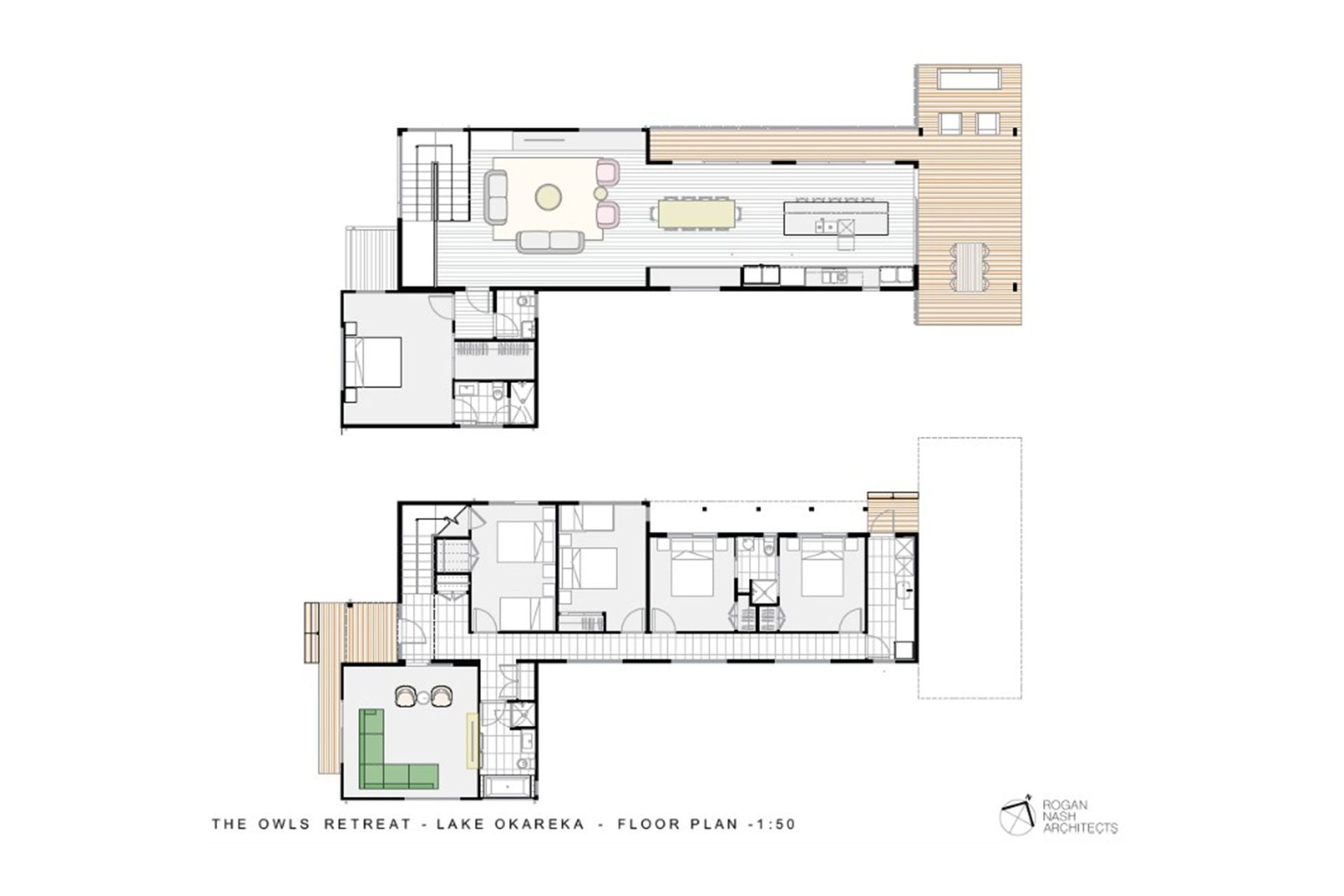 The floor plan reveals a carefully considered layout that balances shared family living with private retreats. Living spaces are organised to maximise connections to the outdoors, while bedrooms and supporting spaces are positioned to create comfort, privacy and an intuitive flow throughout the home.