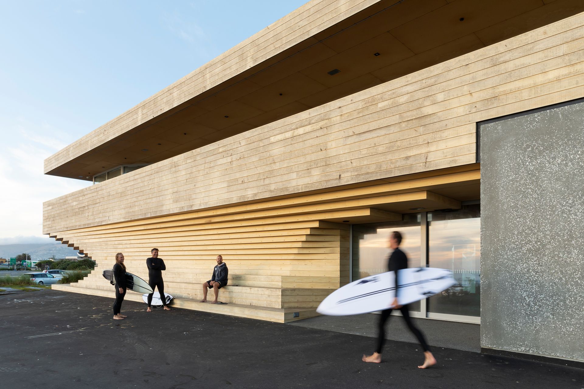 Members of the community often gather outside for morning coffee to interact and enjoy the facility.
