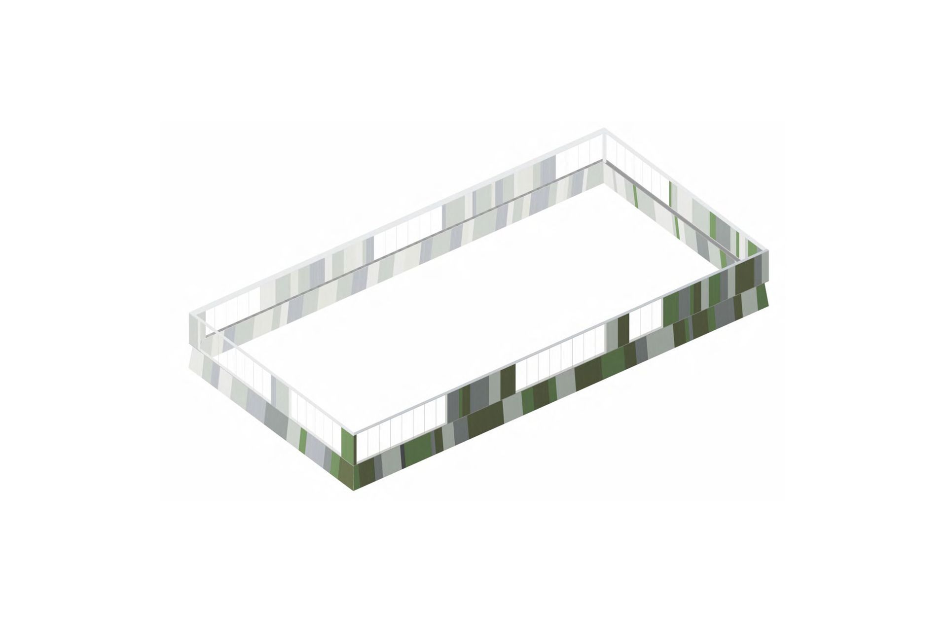 The Greenhouse cloak is clad with a gradient of colour tones; reflecting the surrounding environment.