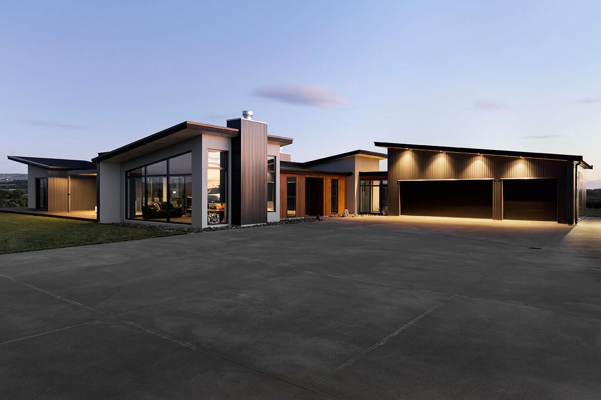Sunset reflections on the hilltop residence
