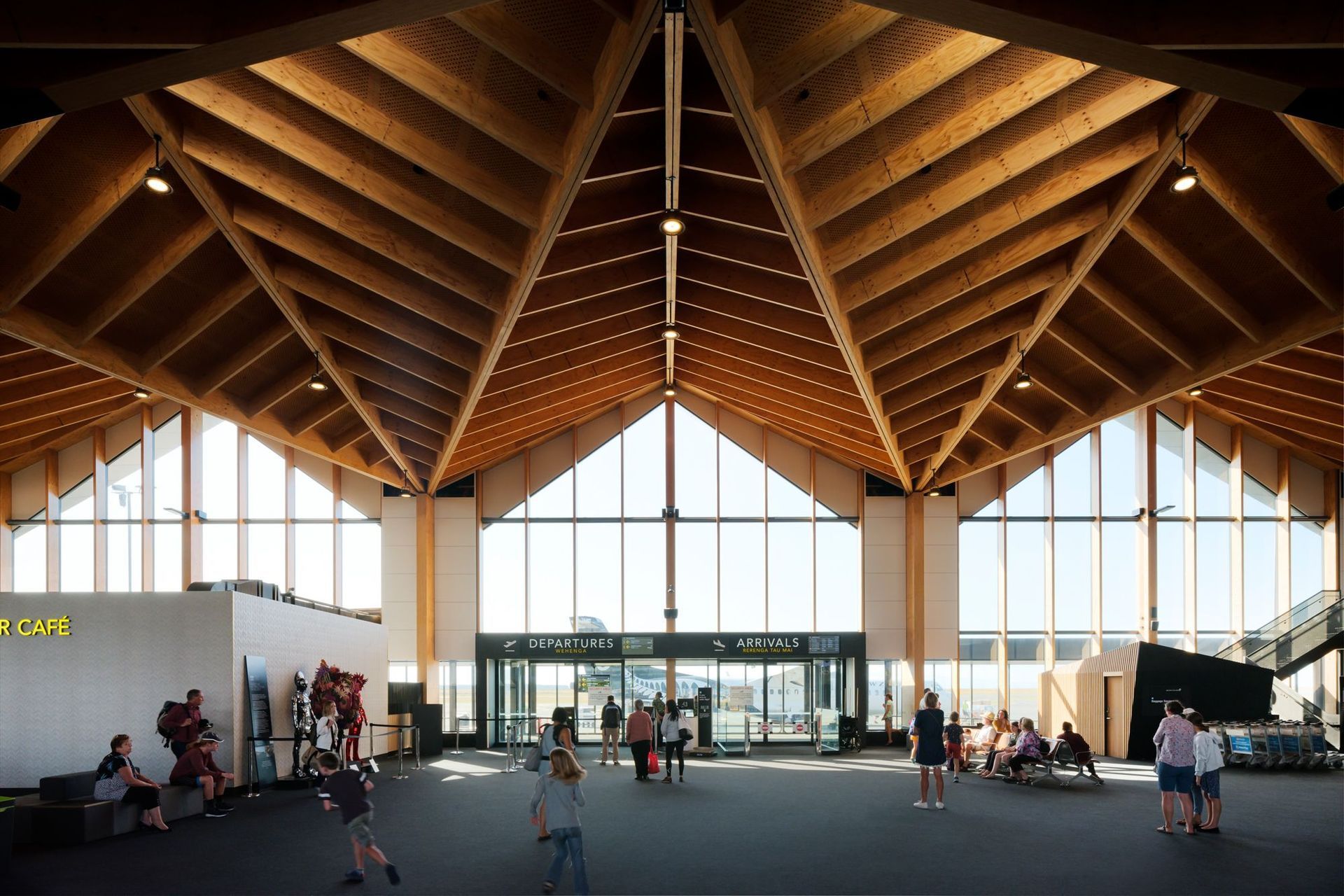 A key consideration for the internal layout of the terminal, was that it needed to to be efficient and intuitive in terms of passenger flow as well as be able to change and adapt as passenger numbers grow.