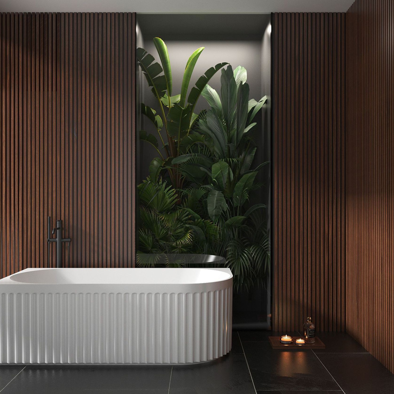 Left Corner Fluted Bathtub 1500mm gallery detail image