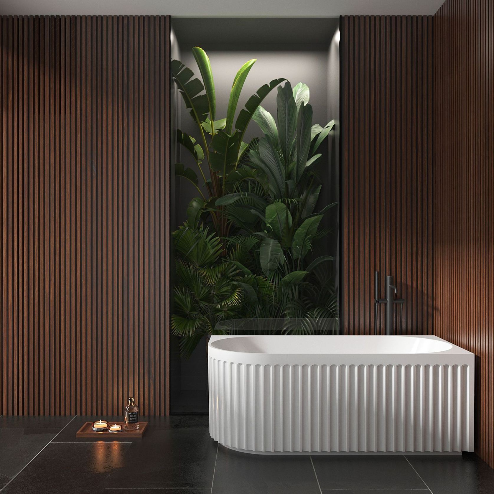 Right Corner Fluted Bathtub 1500mm gallery detail image
