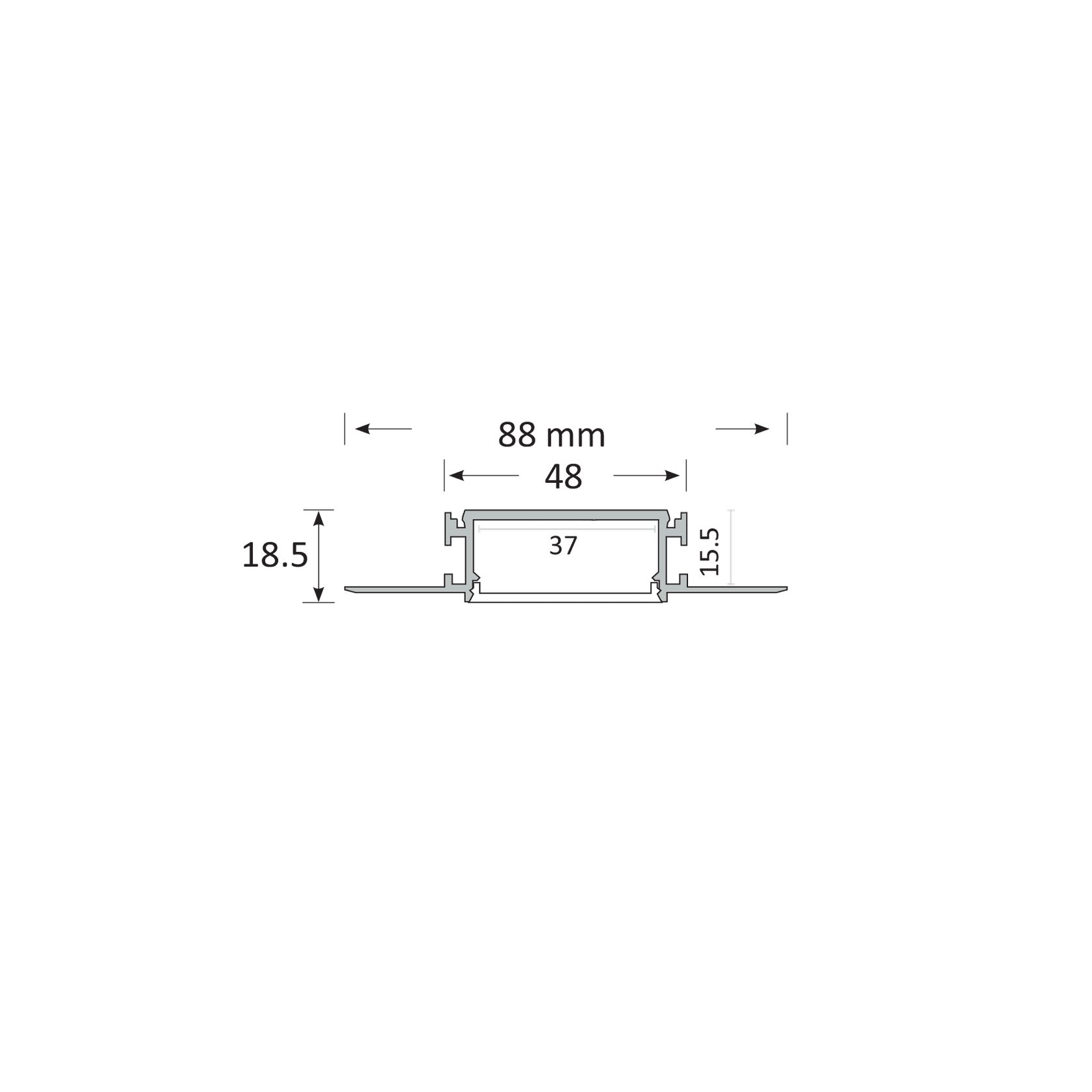 TL011 Medium Shadowline Plaster-in Trimless LED Profile gallery detail image