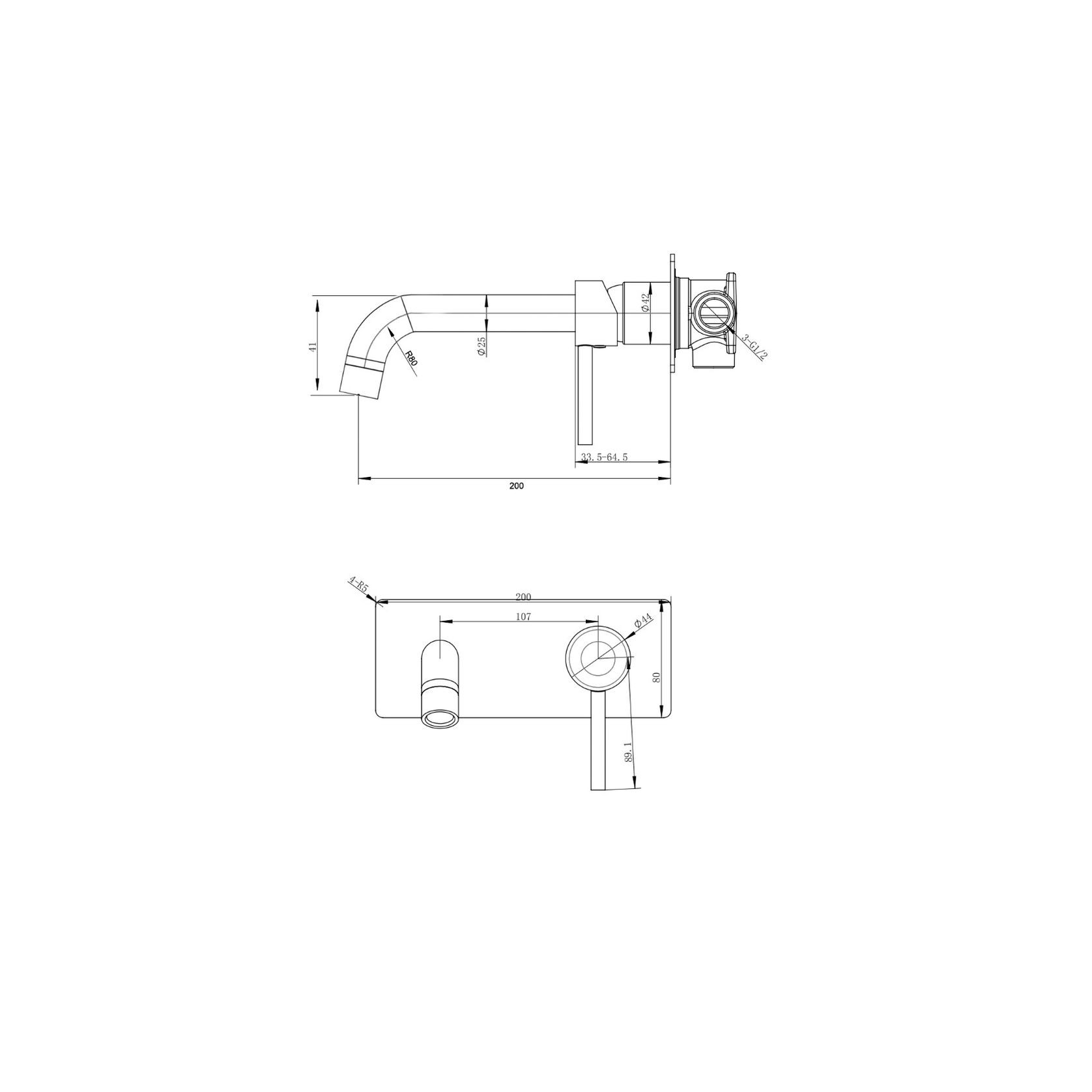 Lucid Pin Wall Mixer With Spout Brushed Brass gallery detail image